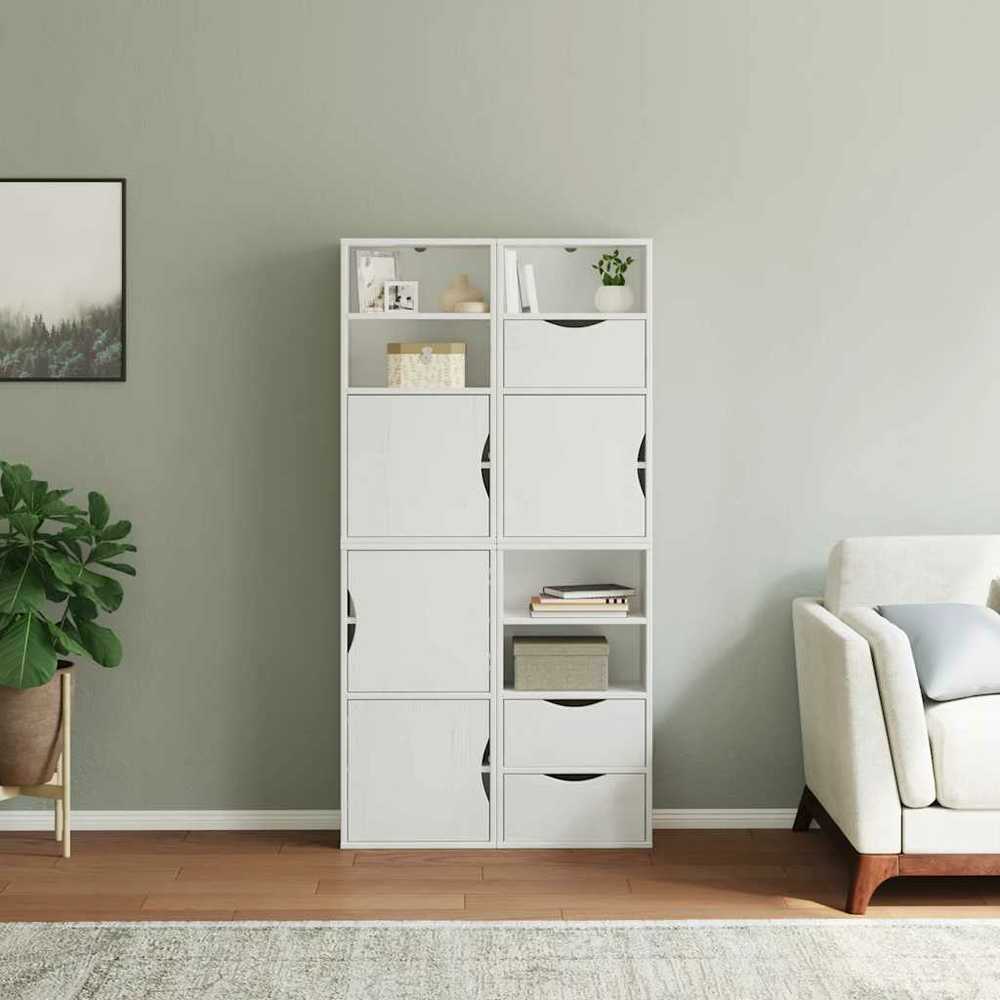 Šoninė spintelė 4 vnt ODDA, baltas, 40x24x79 cm, pušies masyvas
