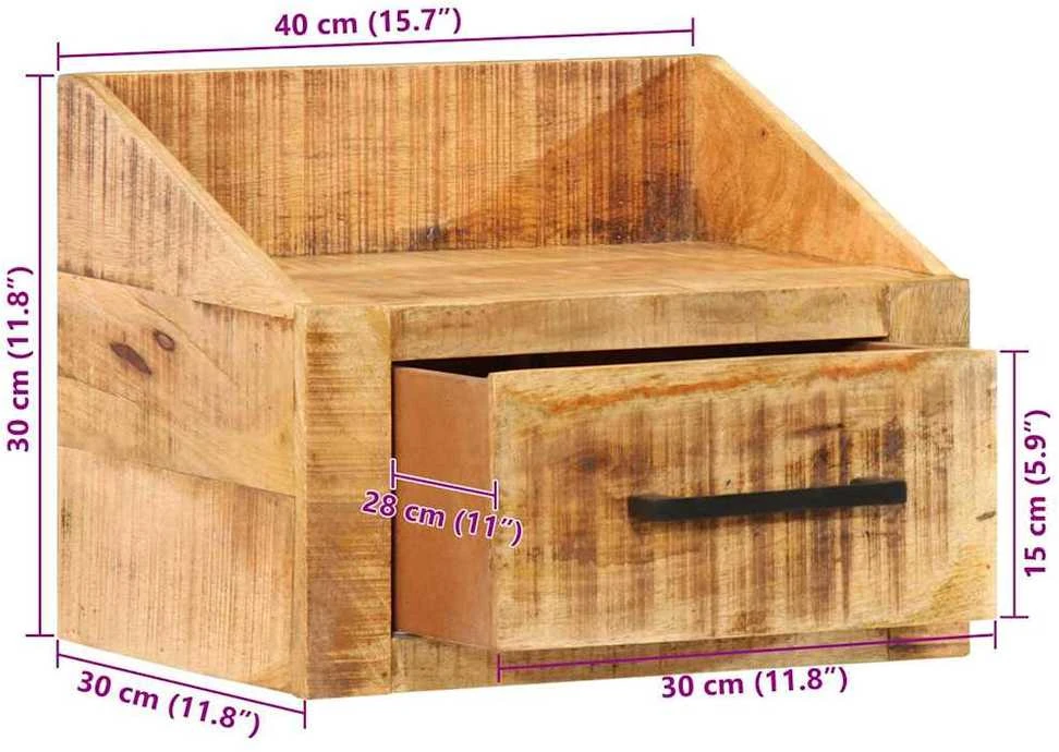 Šalia lovos spintelė Ruda 40 x 30 x 30 cm Kietas mango medis