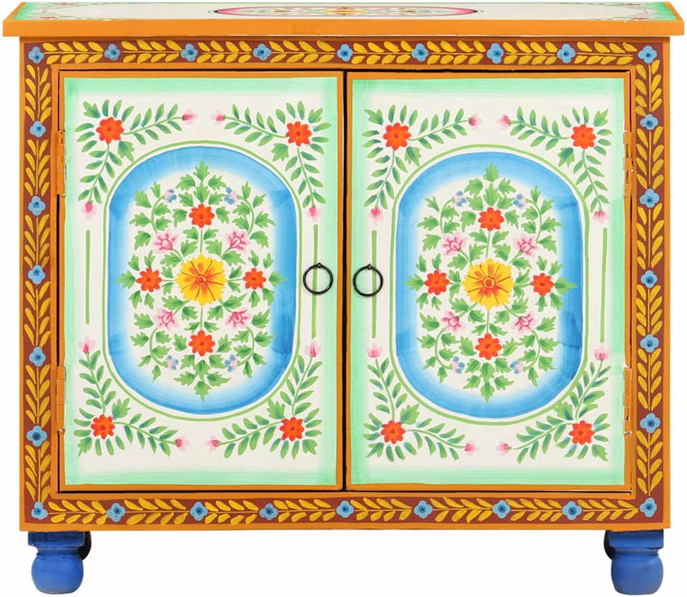 Šoninė spintelė, 70x35x60cm, mango masyvas, tapyta rankomis