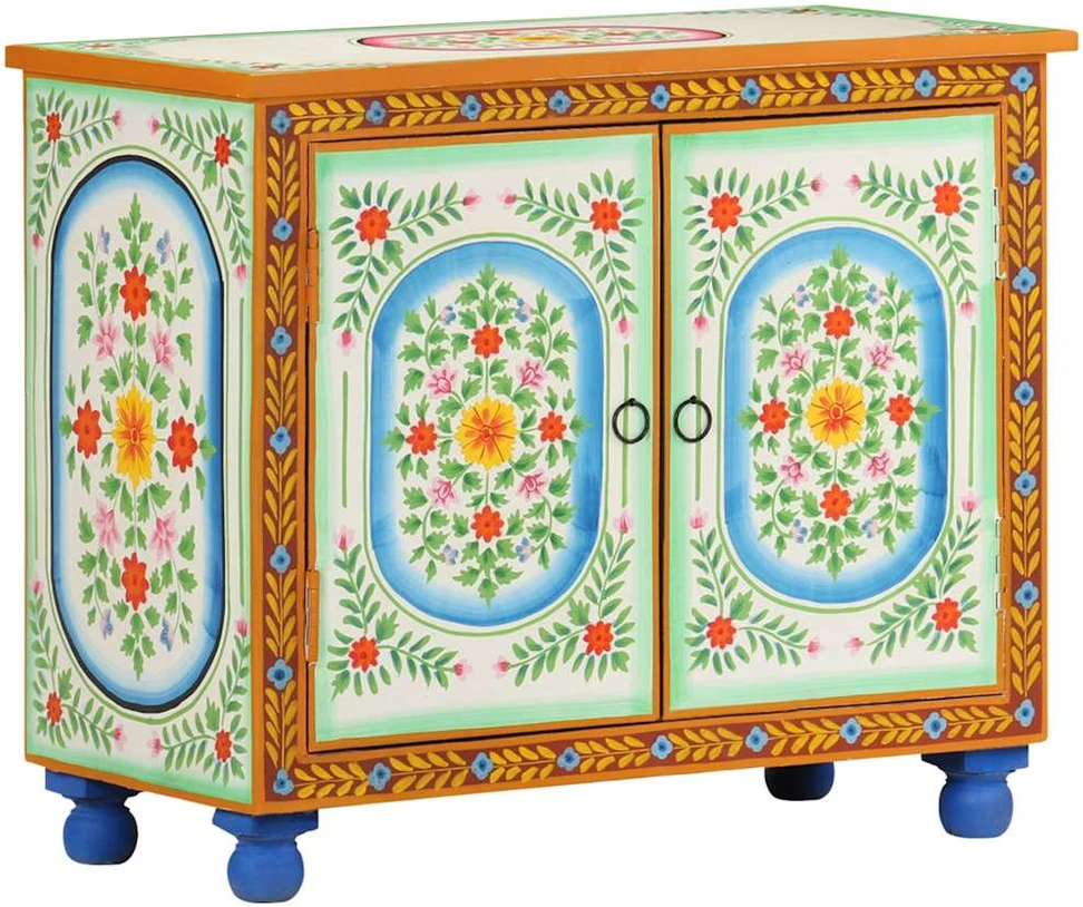 Šoninė spintelė, 70x35x60cm, mango masyvas, tapyta rankomis