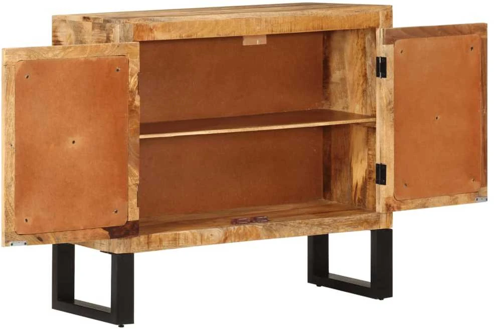 Šoninė spintelė, 80x30x71cm, neapdorotas mango masyvas/metalas