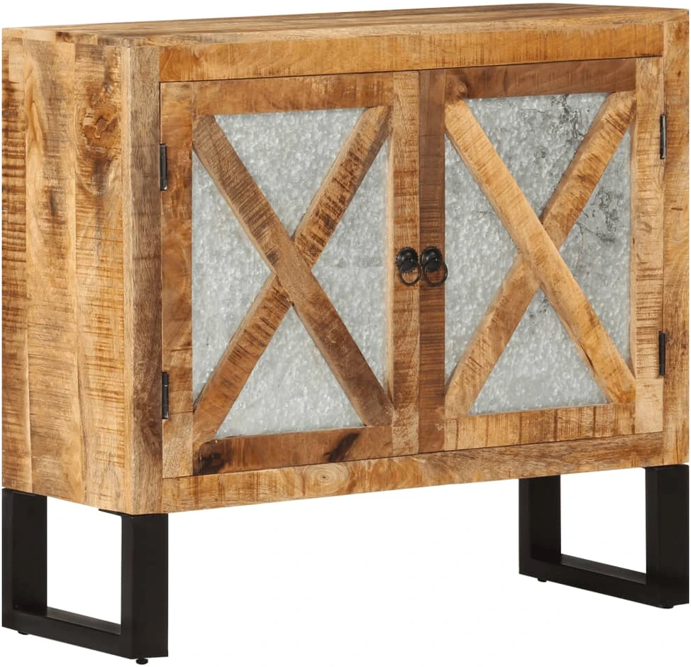 Šoninė spintelė, 80x30x71cm, neapdorotas mango masyvas/metalas