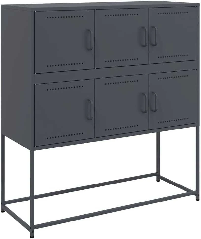 Šoninė spintelė, antracito spalvos, 100,5x39x107cm, plienas
