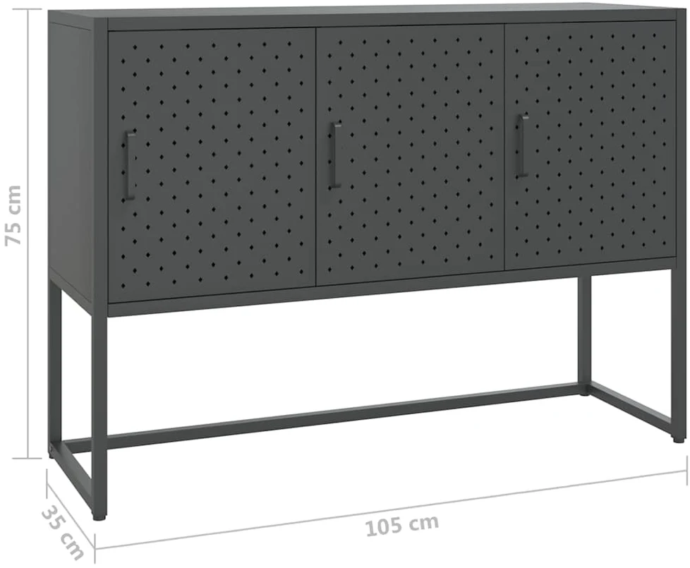 Šoninė spintelė, antracito spalvos, 105x35x75cm, plienas