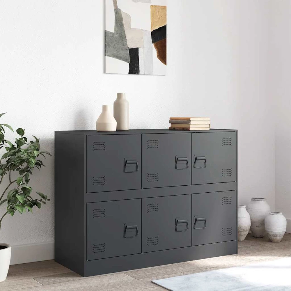 Šoninė spintelė, antracito spalvos, 99x39x73cm, plienas
