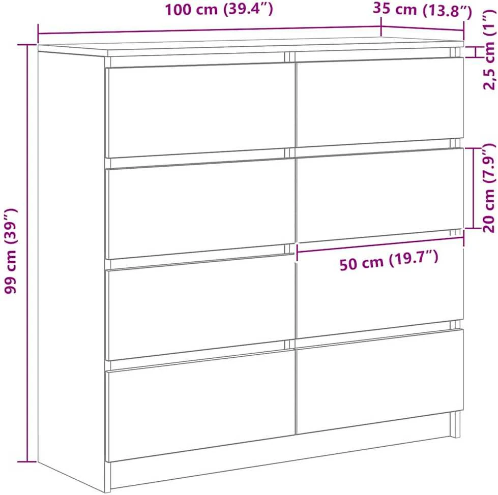 Šoninė spintelė, ąžuolo, 100x35x99 cm, apdirbta mediena