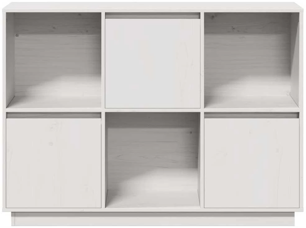 Šoninė spintelė, balta, 110,5x35x80cm, pušies medienos masyvas