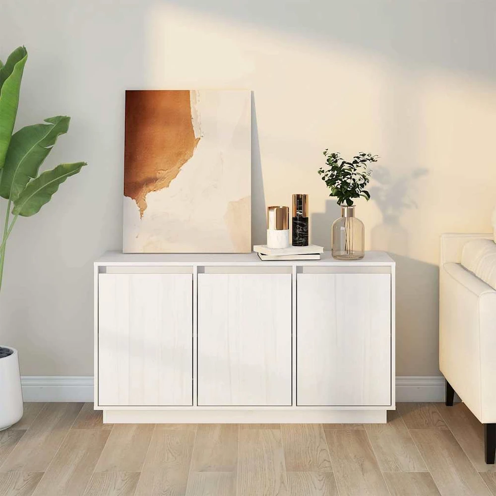 Šoninė spintelė, balta, 111x34x60cm, pušies medienos masyvas