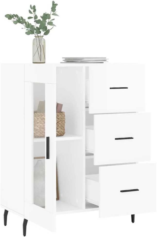 Šoninė spintelė, balta, 69,5x34x90cm, apdirbta mediena, blizgi