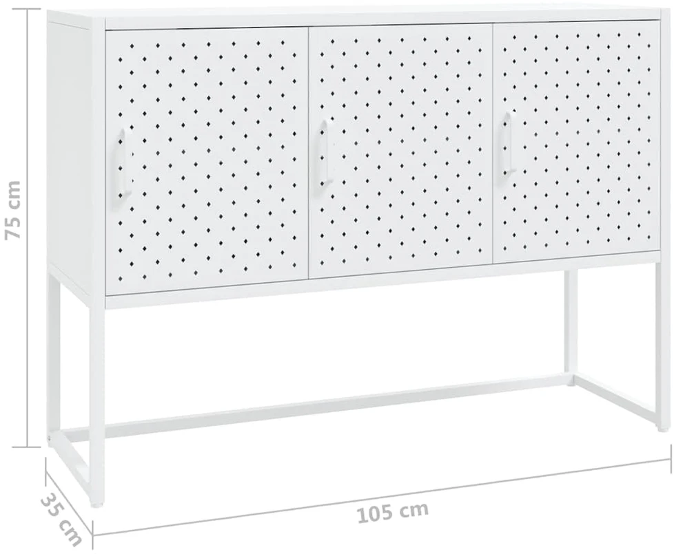 Šoninė spintelė, baltos spalvos, 105x35x75cm, plienas