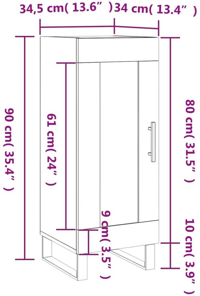 Šoninė spintelė, baltos spalvos, 34,5x34x90cm, apdirbta mediena