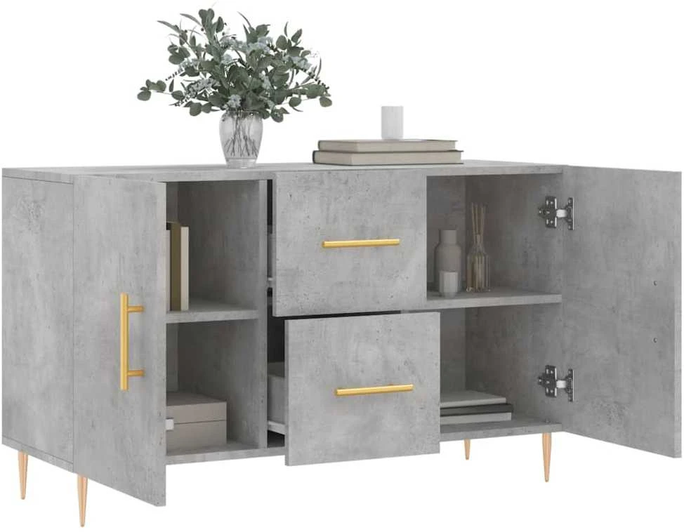 Šoninė spintelė, betono pilka, 100x36x60cm, apdirbta mediena