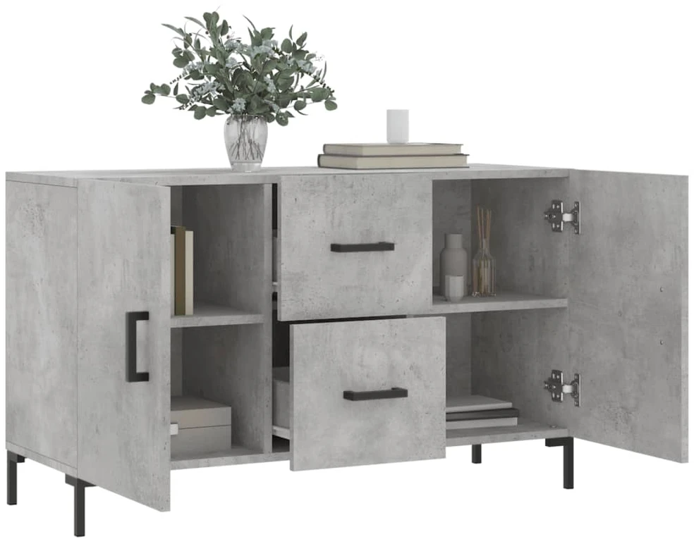 Šoninė spintelė, betono pilka, 100x36x60cm, apdirbta mediena