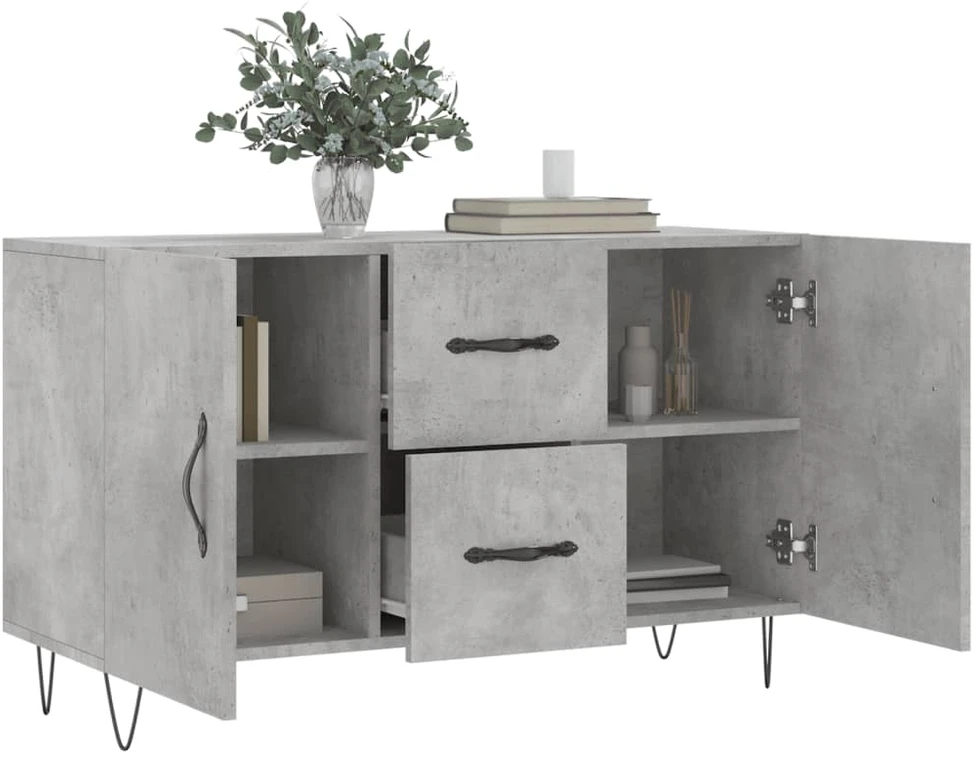 Šoninė spintelė, betono pilka, 100x36x60cm, apdirbta mediena