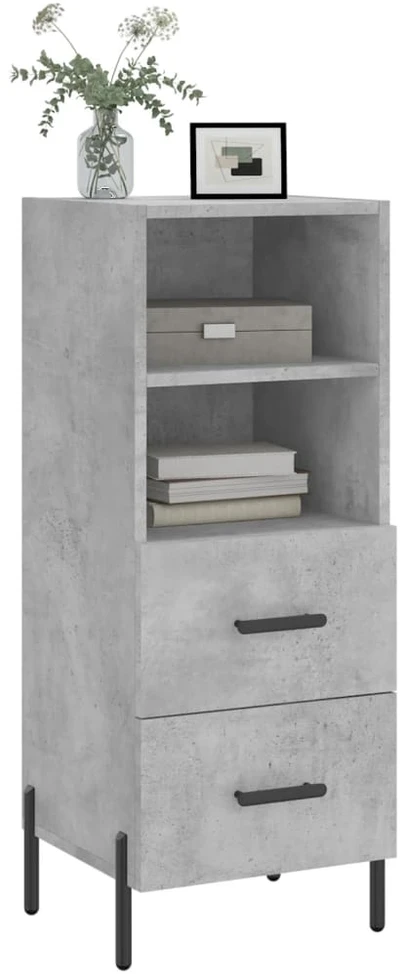 Šoninė spintelė, betono pilka, 34,5x34x90cm, apdirbta mediena
