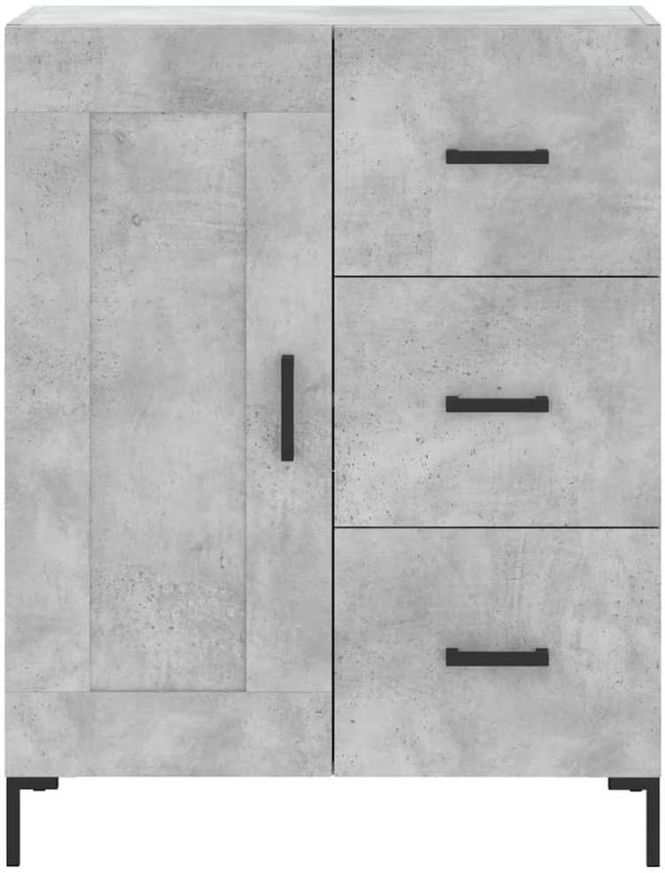 Šoninė spintelė, betono pilka, 69,5x34x90cm, apdirbta mediena