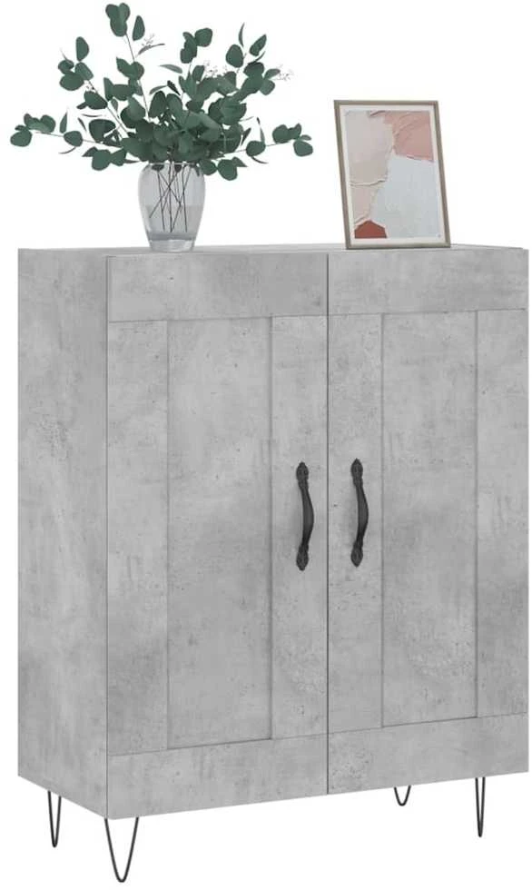 Šoninė spintelė, betono pilka, 69,5x34x90cm, apdirbta mediena