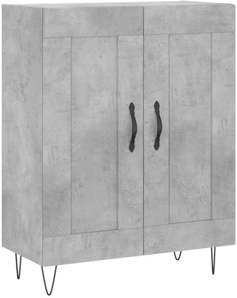Šoninė spintelė, betono pilka, 69,5x34x90cm, apdirbta mediena