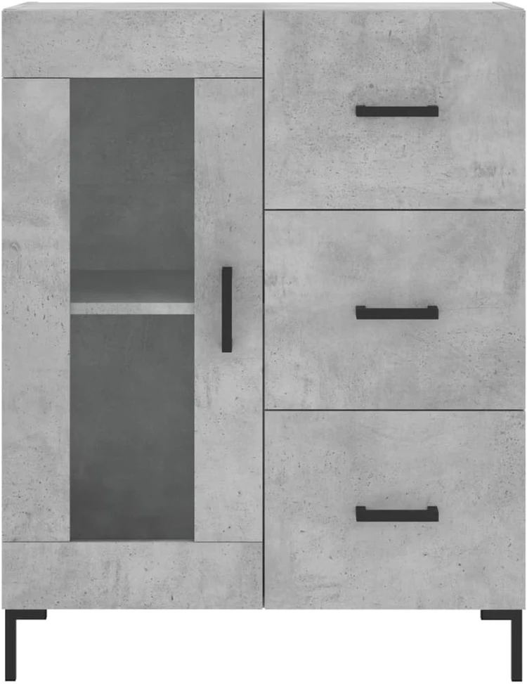 Šoninė spintelė, betono pilka, 69,5x34x90cm, apdirbta mediena
