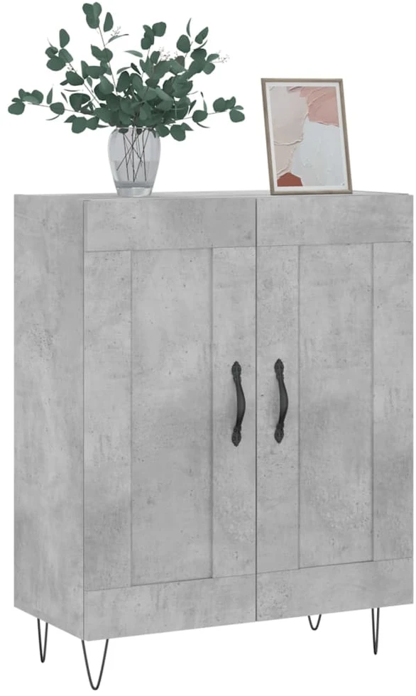 Šoninė spintelė, betono pilka, 69,5x34x90cm, apdirbta mediena