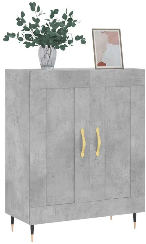 Šoninė spintelė, betono pilka, 69,5x34x90cm, apdirbta mediena