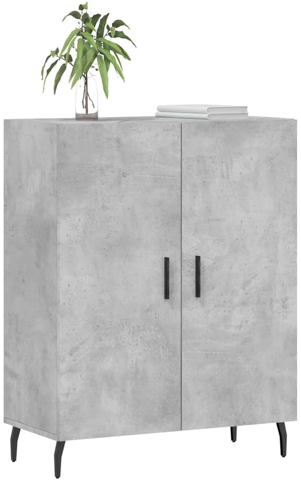 Šoninė spintelė, betono pilka, 69,5x34x90cm, apdirbta mediena