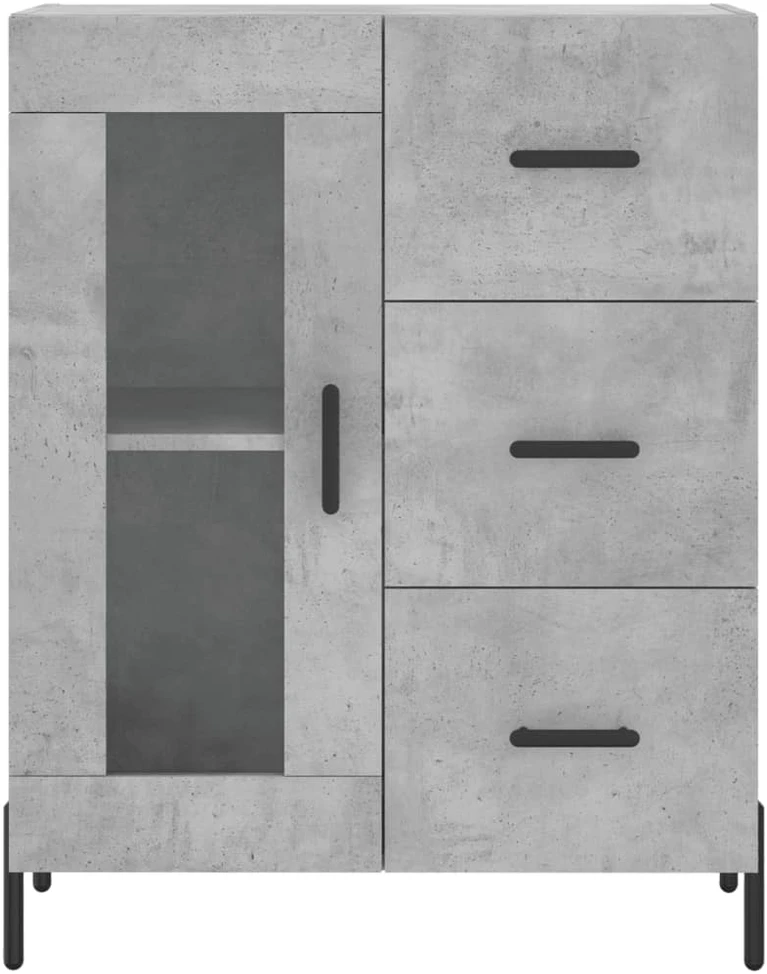 Šoninė spintelė, betono pilka, 69,5x34x90cm, apdirbta mediena