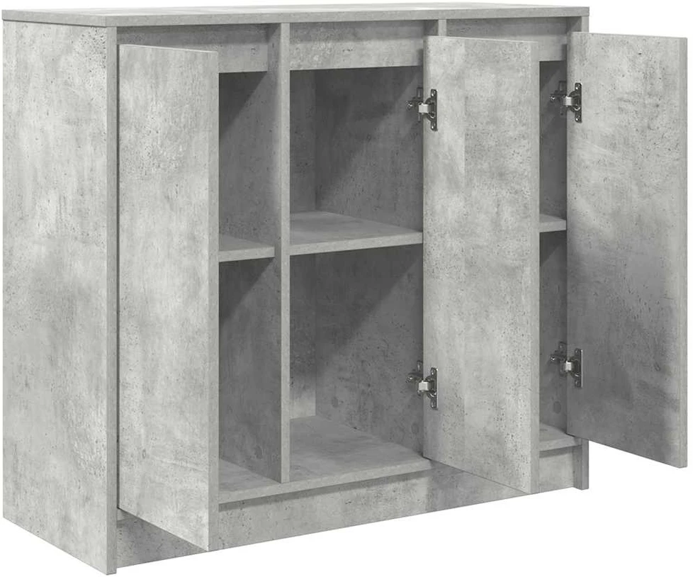 Šoninė spintelė, betono pilka, 85x34x76 cm, apdirbta mediena