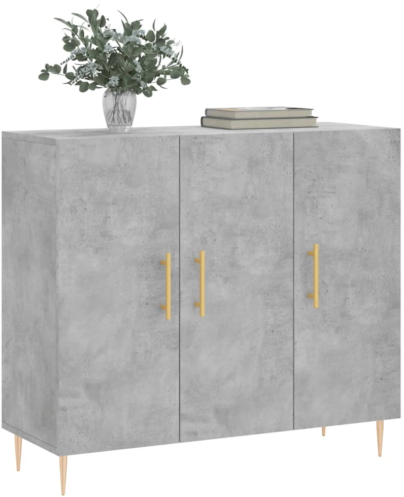 Šoninė spintelė, betono pilka, 90x34x80cm, apdirbta mediena