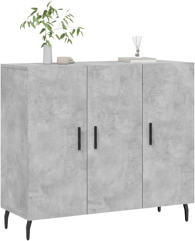 Šoninė spintelė, betono pilka, 90x34x80cm, apdirbta mediena