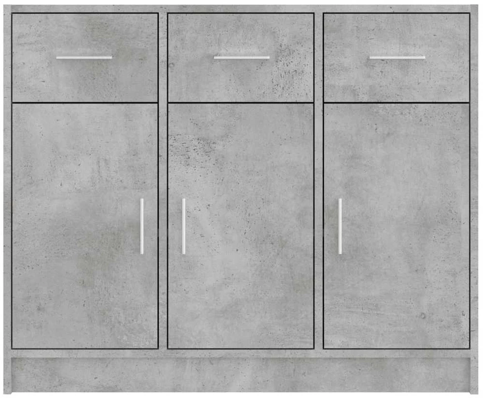 Šoninė spintelė, betono pilka, 91x28x75cm, apdirbta mediena