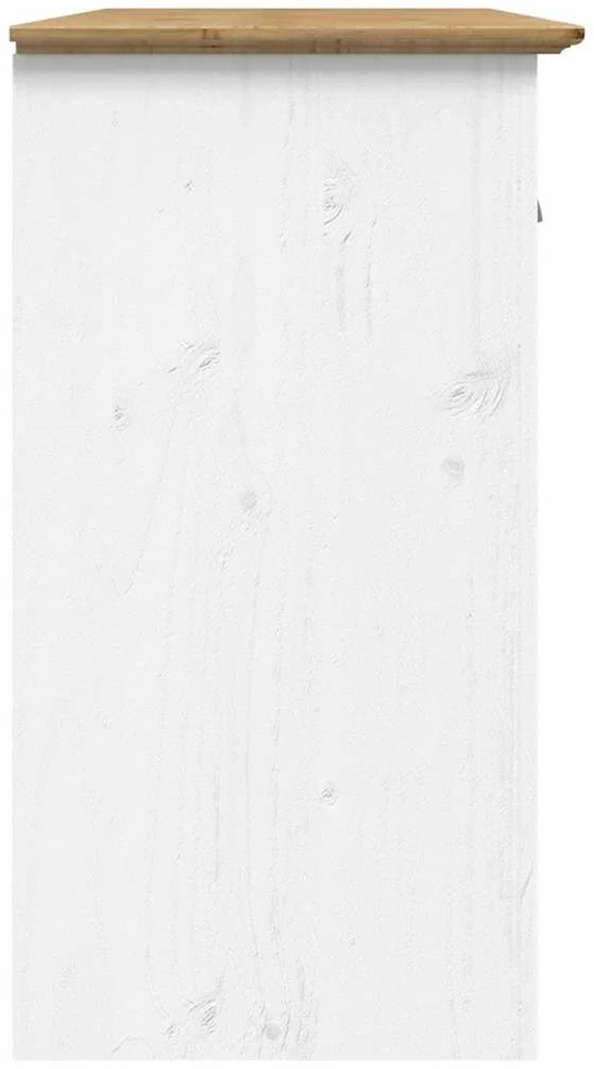 Šoninė spintelė BODO, balta/ruda, 115,5x44x80cm, pušies masyvas