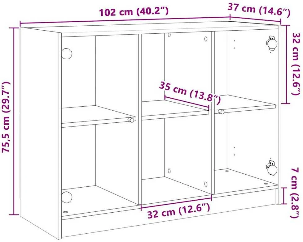 Šoninė spintelė, dūminio ąžuolo, 102x37x75,5cm, mediena