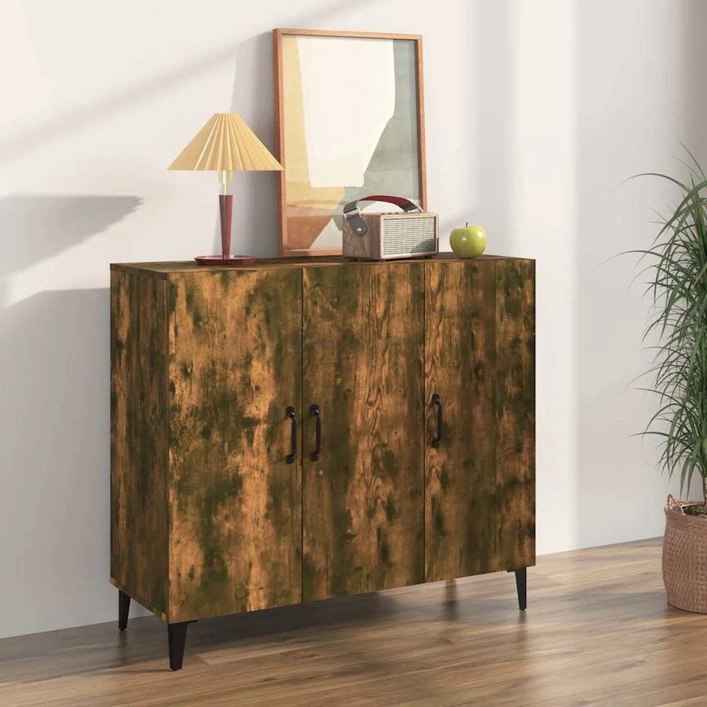 Šoninė spintelė, dūminio ąžuolo, 90x34x80cm, apdirbta mediena