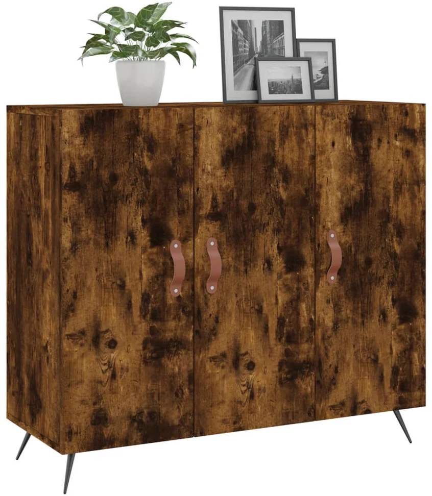 Šoninė spintelė, dūminio ąžuolo, 90x34x80cm, apdirbta mediena