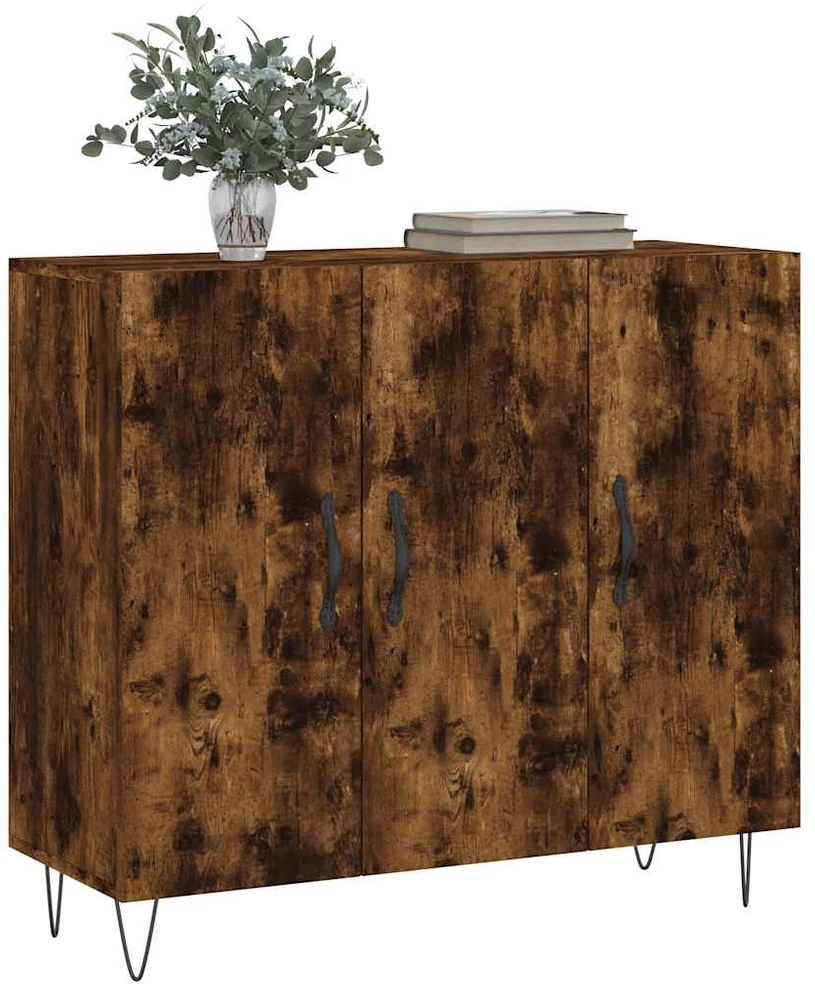 Šoninė spintelė, dūminio ąžuolo, 90x34x80cm, apdirbta mediena