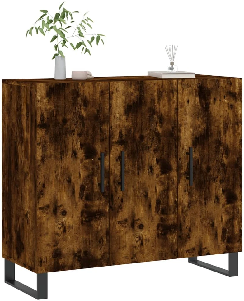 Šoninė spintelė, dūminio ąžuolo, 90x34x80cm, apdirbta mediena