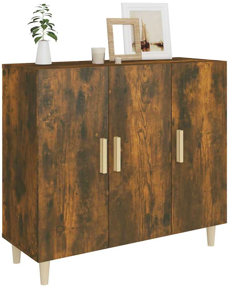 Šoninė spintelė, dūminio ąžuolo, 90x34x80cm, apdirbta mediena
