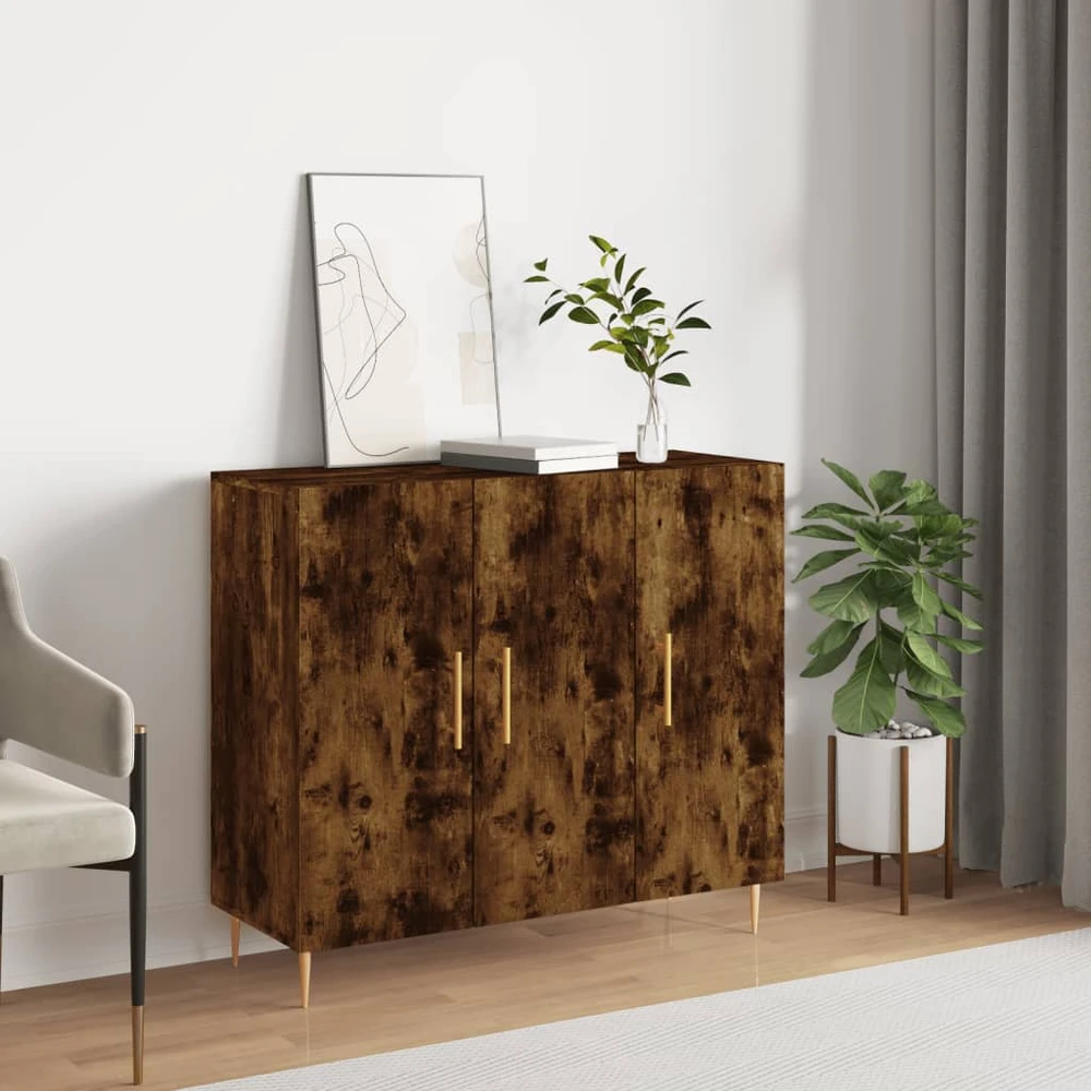 Šoninė spintelė, dūminio ąžuolo, 90x34x80cm, apdirbta mediena
