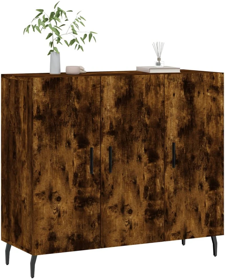 Šoninė spintelė, dūminio ąžuolo, 90x34x80cm, apdirbta mediena