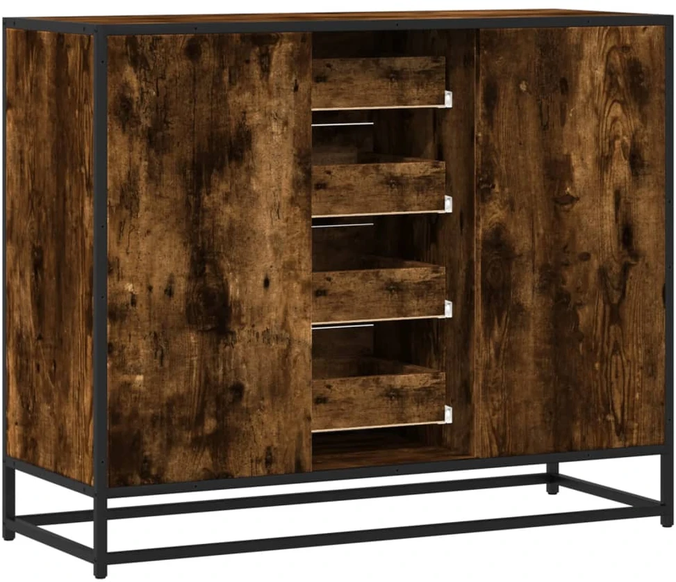 Šoninė spintelė, dūminio ąžuolo, 92x35x76cm, apdirbta mediena