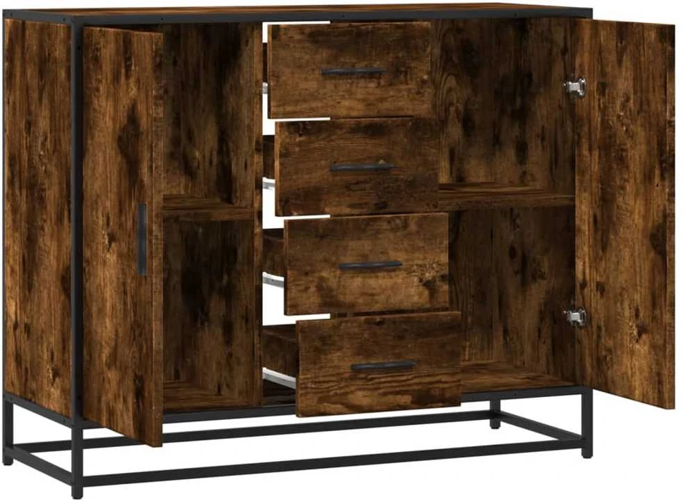 Šoninė spintelė, dūminio ąžuolo, 92x35x76cm, apdirbta mediena