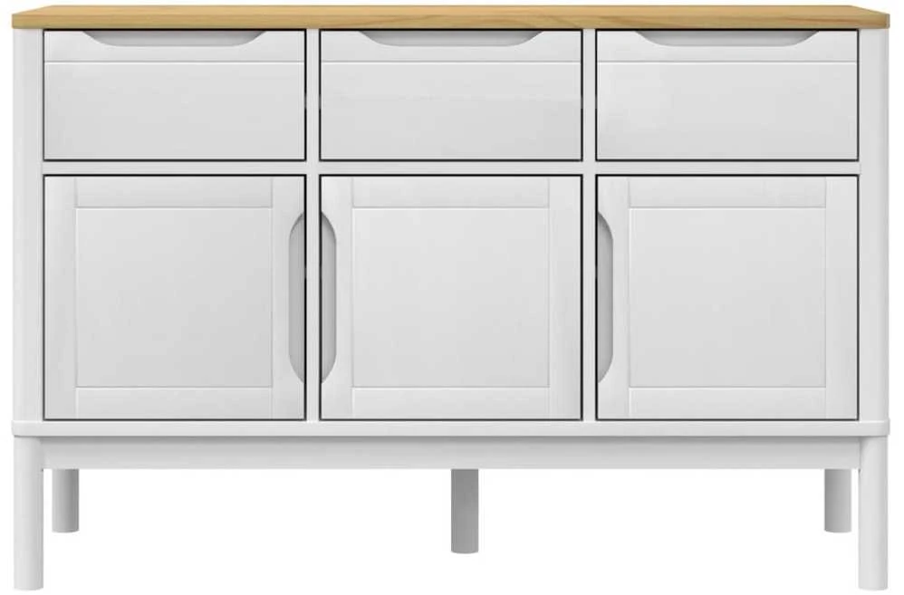 Šoninė spintelė FLORO, balta, 114x43x74cm, pušies masyvas