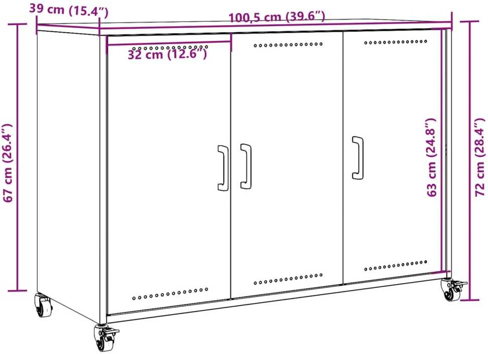 Šoninė spintelė, garstyčių, 100,5x39x72cm, plienas