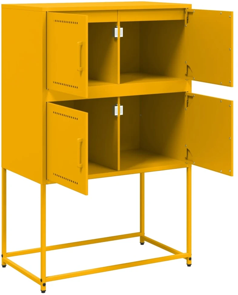 Šoninė spintelė, garstyčių geltona, 68,5x38,5x107cm, plienas