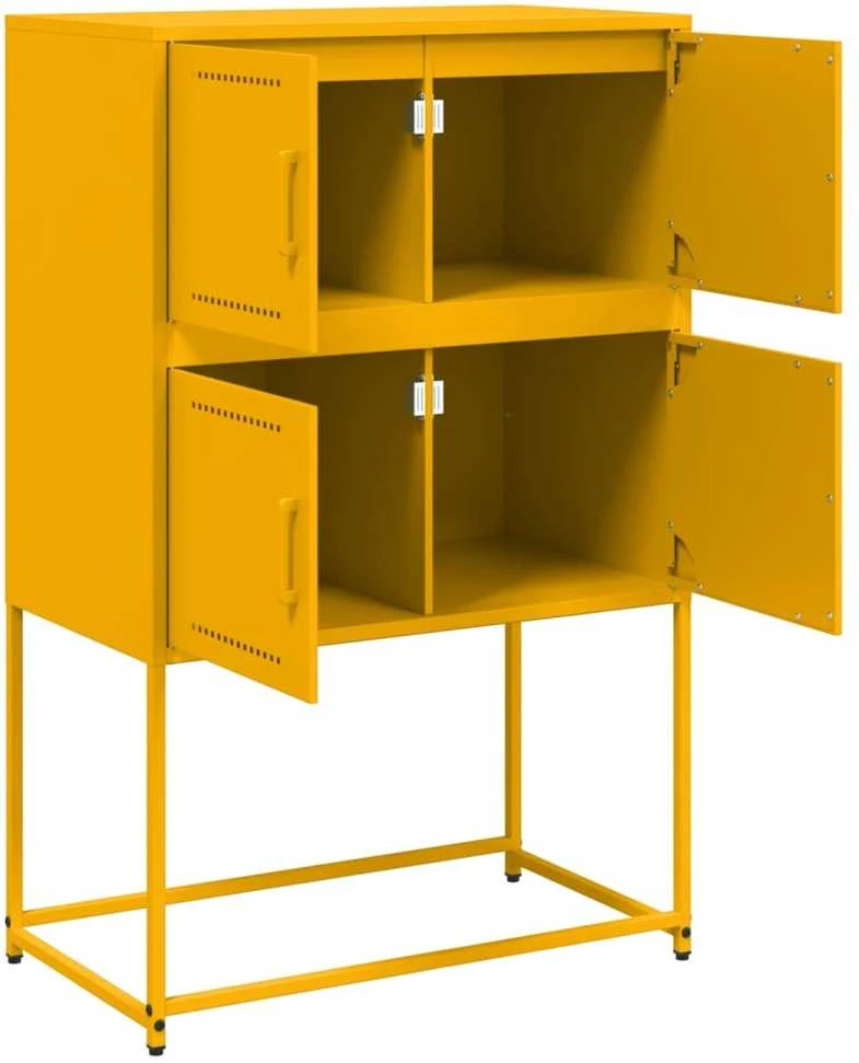 Šoninė spintelė, garstyčių geltona, 68,5x38,5x107cm, plienas