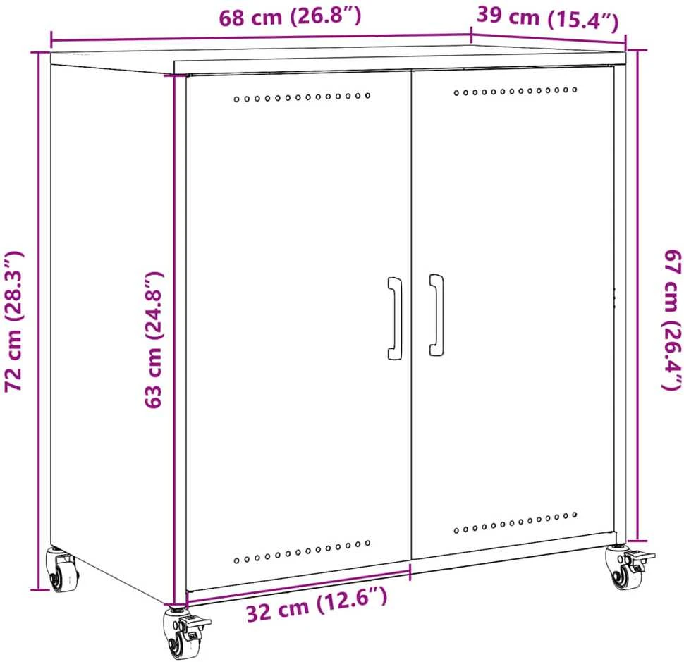 Šoninė spintelė, garstyčių geltona, 68x39x72cm, plienas