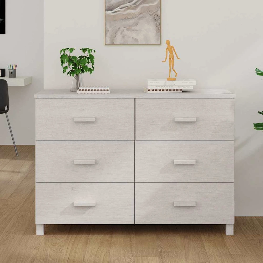 Šoninė spintelė HAMAR, balta, 113x40x80cm, pušies masyvas