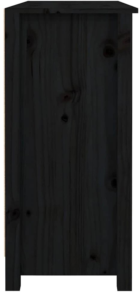 Šoninė spintelė, juoda, 100x35x74,5cm, pušies medienos masyvas