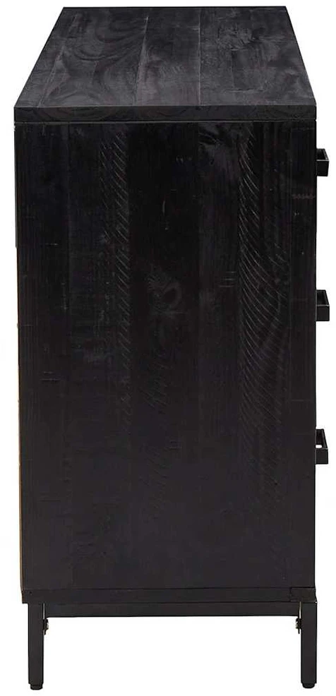 Šoninė spintelė, juoda, 110x35x70cm, pušies medienos masyvas